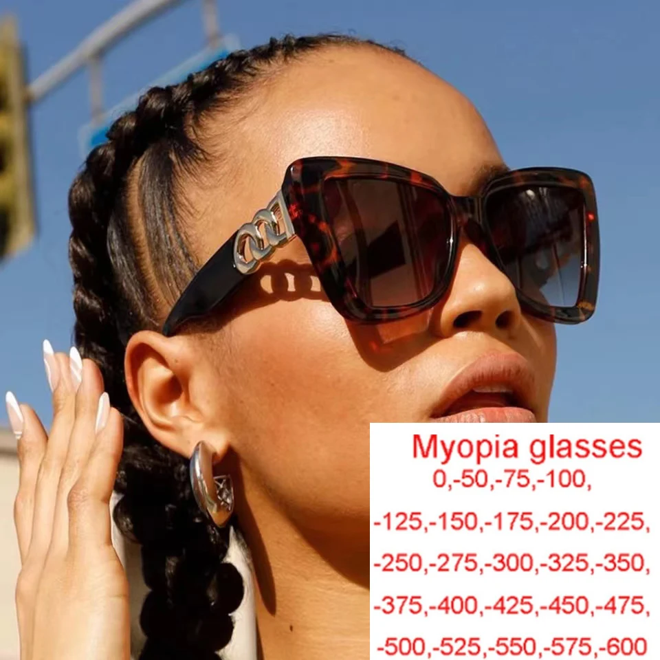 Luxury Big Frame Women Polarized Myopia Sunglasses UV Protection Nearsighted Brand DesignerSun Glasses -1.0~-6.0