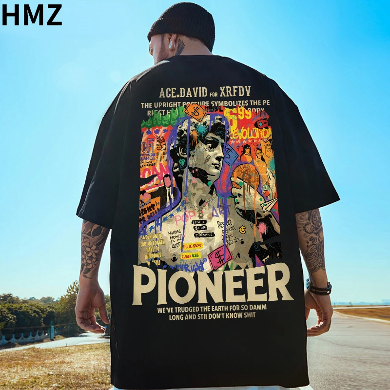 

HMZ Cotton Couples Streetwear T-shirt Men Punk Letter Print Short Sleeve Harajuku Hip Hop Oversize Gothic Cool Vintage Top Men