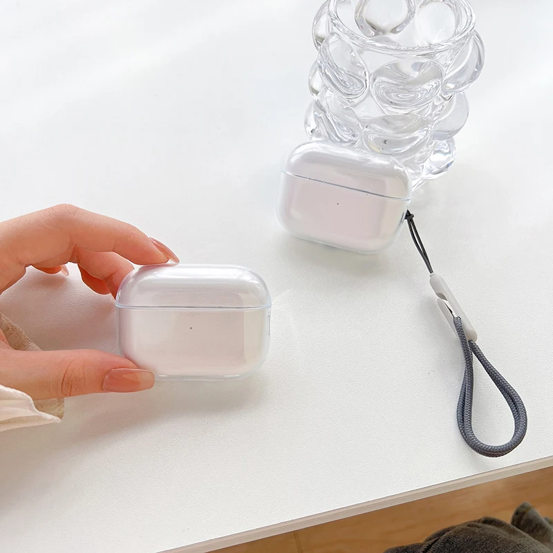 Klare, weiche TPU-Kopfhörerhülle mit Trageband für Air Pods Pro 2. Generation Abdeckung Drahtlose Bluetooth-Kopfhörer Ladebox