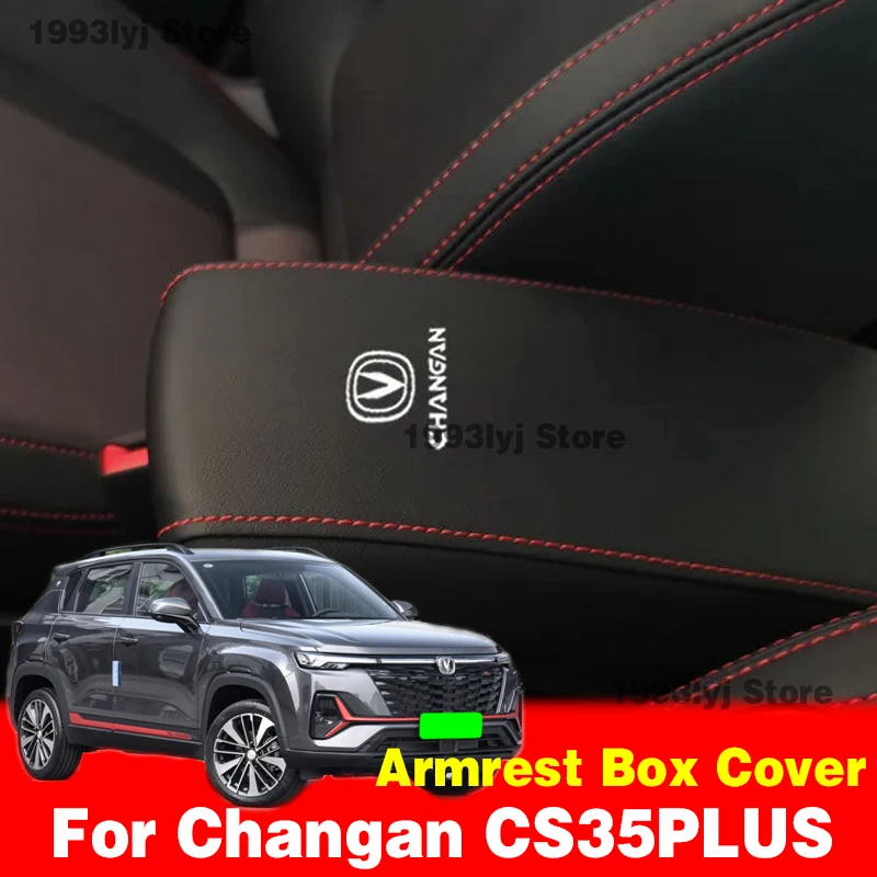 For Changan CS35 PLUS Car Center Control Armrest Box Microfiber Leather Trim Cover Max Accessories