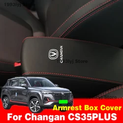 For Changan CS35 PLUS Car Center Control Armrest Box Microfiber Leather Trim Cover Max Accessories