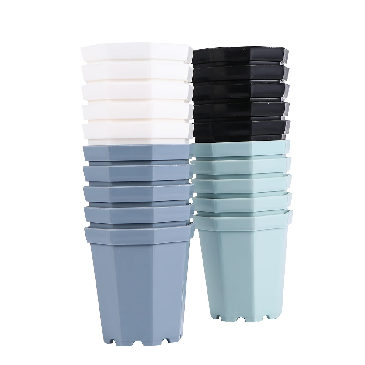 

20 Pcs Plastic Flower Pot Pretty Planters Garden Succulent Home Bonsai Durable Breathable Simple Design Octagonal Shape Ideal