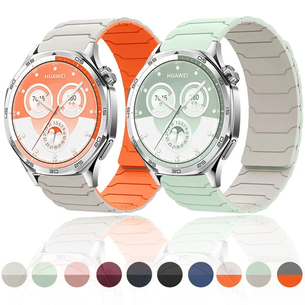 Магнитный силиконовый ремешок для Huawei Watch GT4/5/5 Pro 46 мм Samsung Galaxy Watch 7 6 5 Amazfit Balance 2 Браслет Garmin Active 6