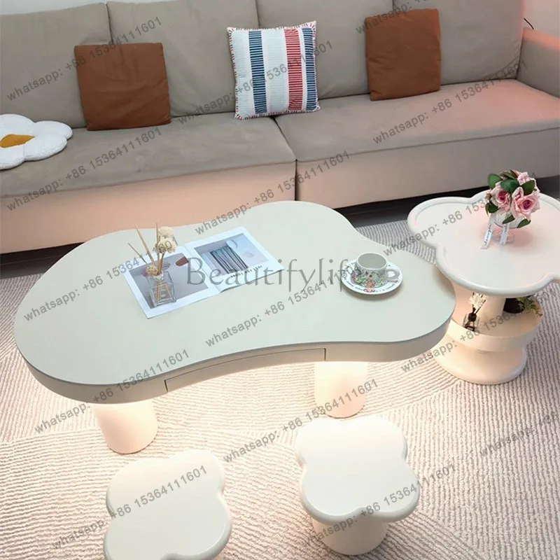 Minimalist Cute Coffee Table Aesthetic Simple Modern Decoration Living Room Side Table Clear Transform Meubles Home Furniture