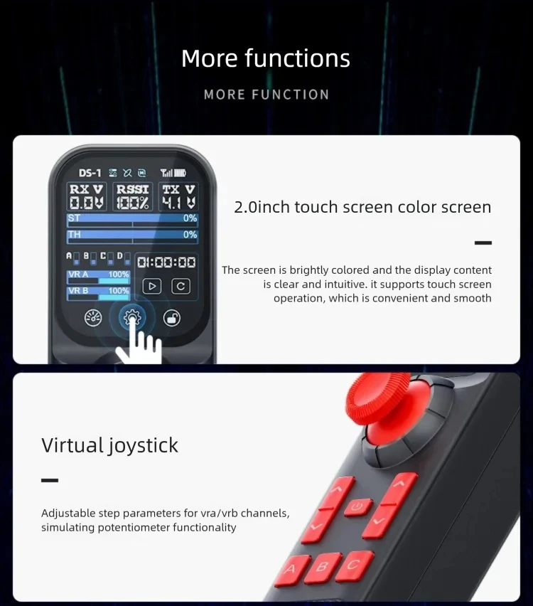 HOTRC DS800 Remote Controller 8-Channels System Transmitter With Touch Color Screen For Rc Vehicle Rc Boat
