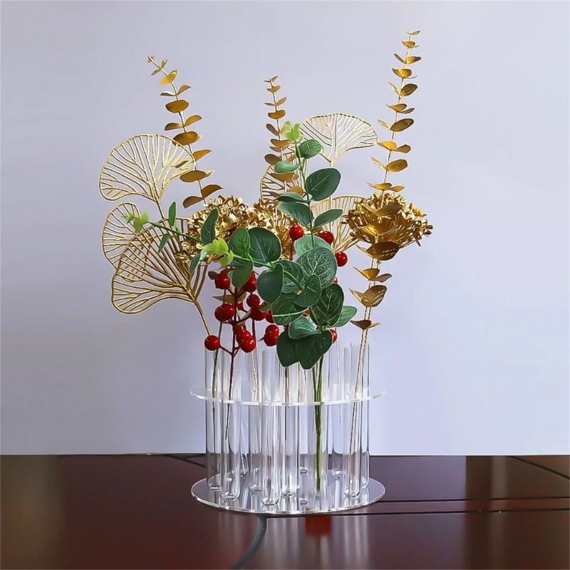 

1Set Round Flower Vase Acrylic Plant Organization Holder Household for School Office Bedroom Decoration Present