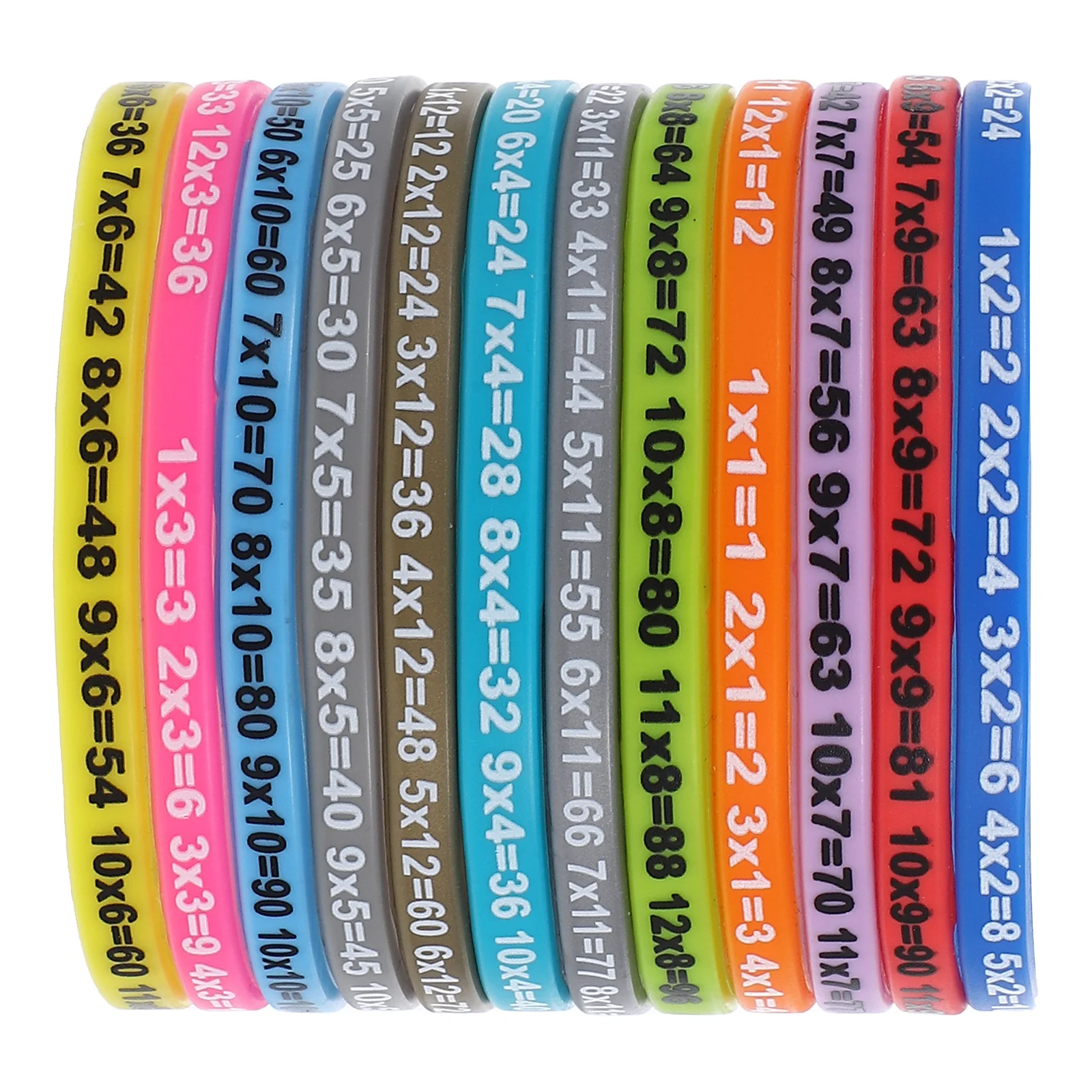 12 قطعة من طاولات الضرب معصمه من السيليكون معصمه للطلاب أداة تعليمية للرياضيات مجموعة أساور مرنة للزينة