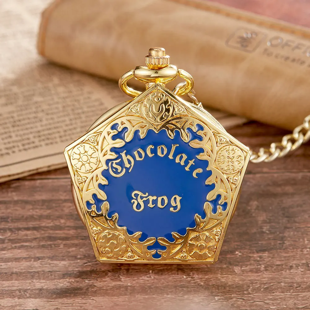 Harri Potter Pocket Watch Chocolate Frog Tag Pocket Watch Pendant Necklace Gold The Sins of Grindelwald Collection Toys Gifts