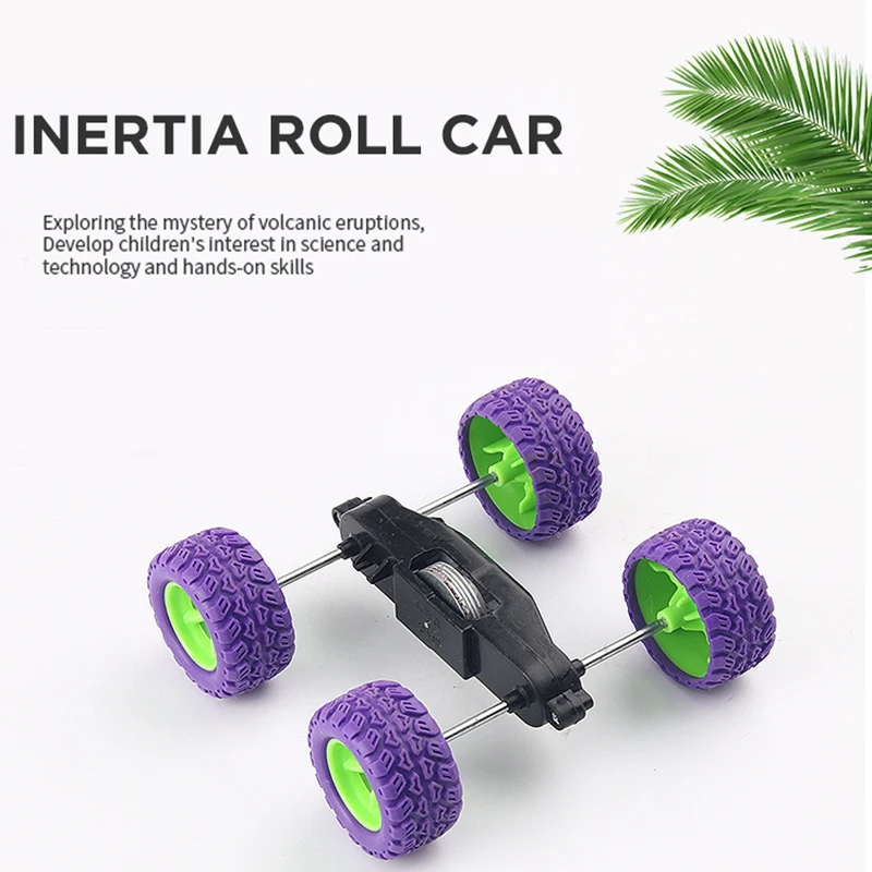 Creative Tumbling Acrobatic Inertia Car Toys Kids DIY 4WD Tumbler Car Material Kit Children Boys Funny Interactive Toys