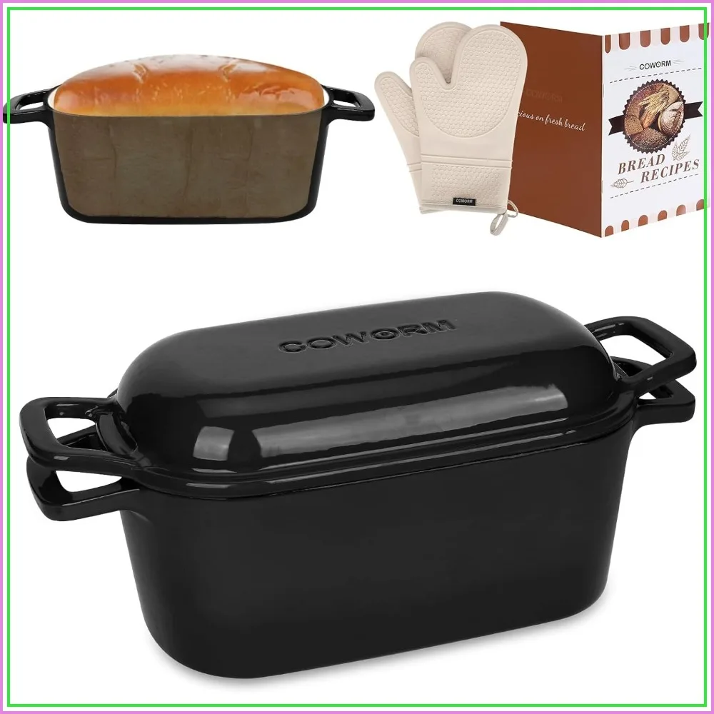 

3.6QT Enameled Cast Iron Dutch Oven for Bread Baking, Sourdough Pan with Lid