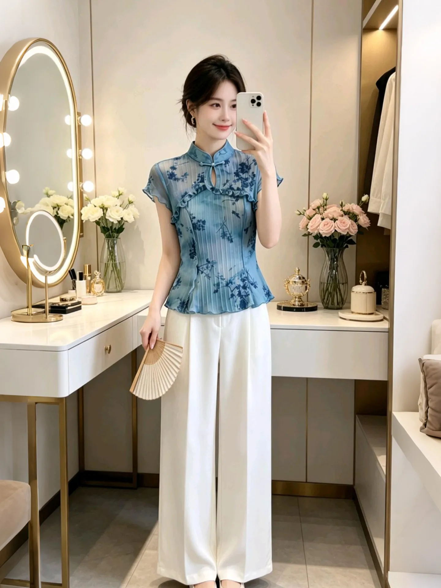 

Elegant Short Sleeve Shirt Women's Fashionable Versatile Breathable Korean Style Commute Wind Premium Quality Summer Top
