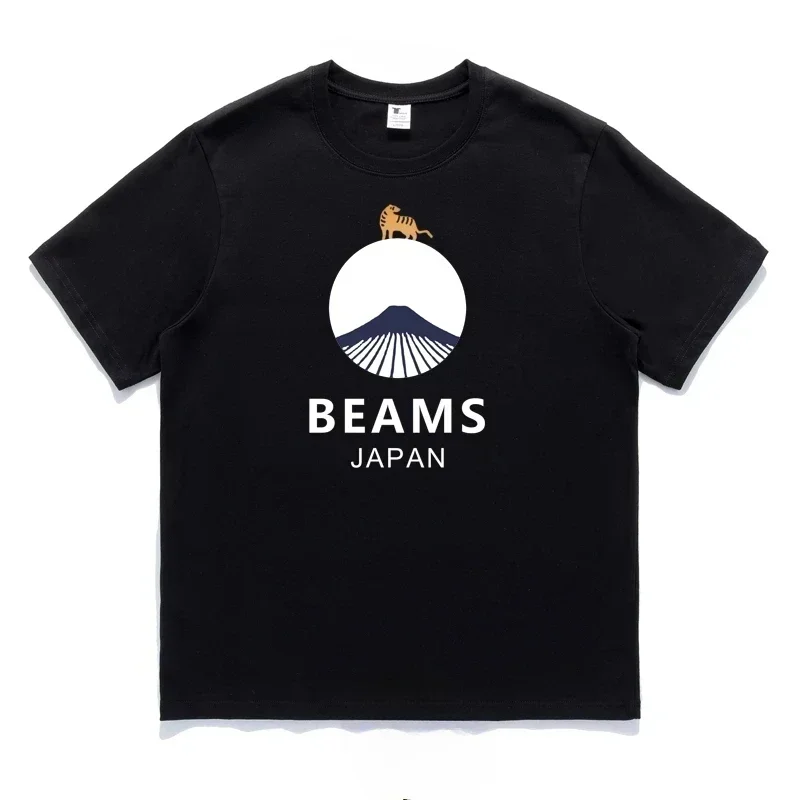 

High Quality Animal Mount Print Beams T-shirts Men Women Casual Loose Round Neck Short Sleeve BEAMS JAPAN Top Tees