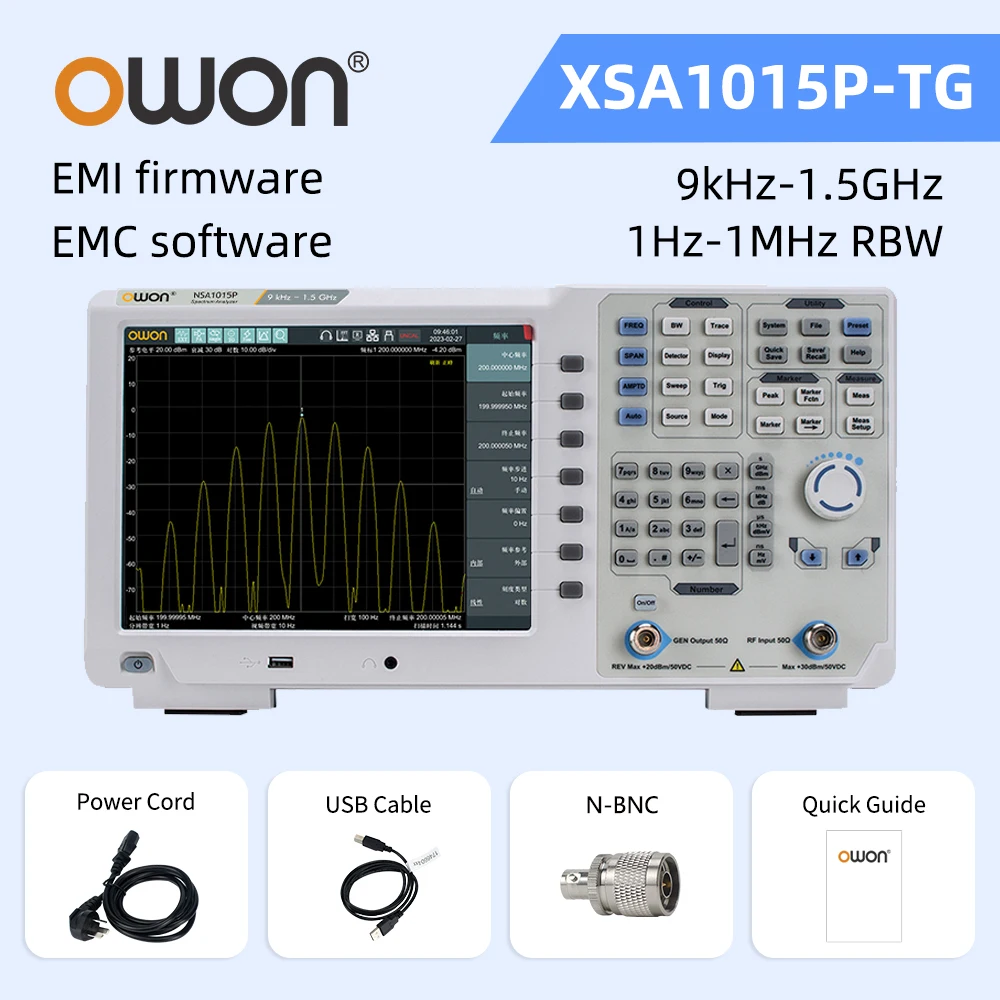 OWON XSA1015P-TG XSA1032P-TG Spectrumanalyzer 9KHz-3,2GHz 1Hz Resolutie Multi-touchscreen EMC USB LAN HDMI Tracking Generator