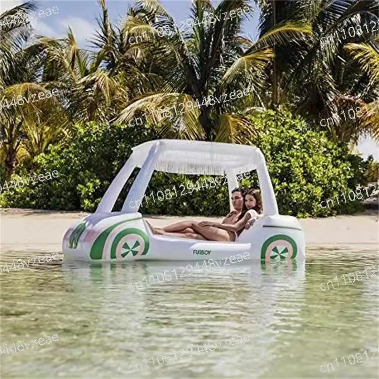 Inflatable PVC Sunshade Car Floats on The Water in Summer, Double Floats on The Water, Inflatable Beach Water Loungers Float