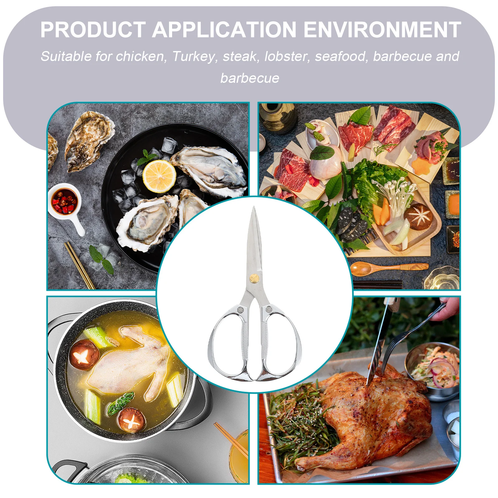 

Stainless Steel Kitchen Shear Heavy Duty Food Scissor for Chicken Bone Meat Fish Cutting Multi-Function Kitchen Gadget