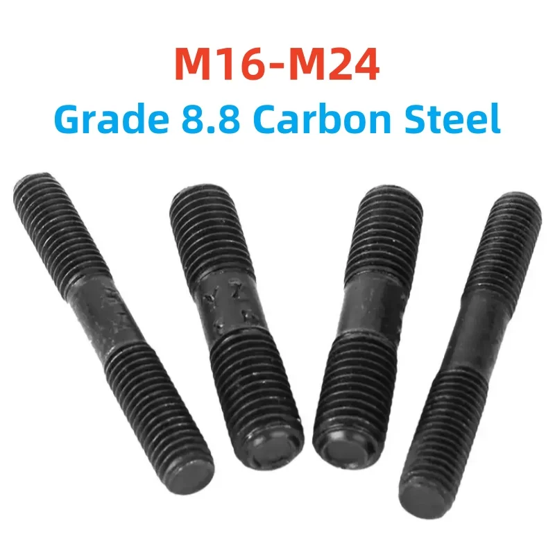 Grade 8.8 High Strength Black Carbon Steel Rod Double Thread Screw M16 M18 M20 M24 Stud Screw Rod Stud Bolt