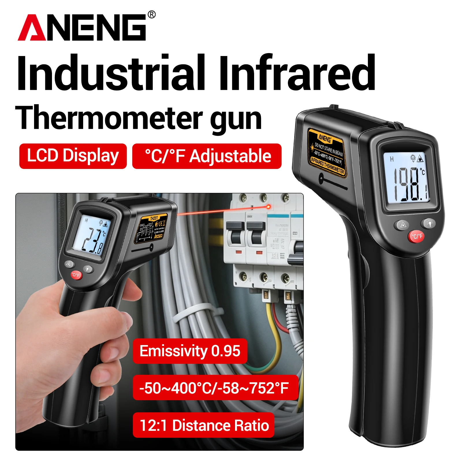 Kitchen Quiz - ANENG Infrarot-Thermometer -50~400°C ℃ -58~752 °