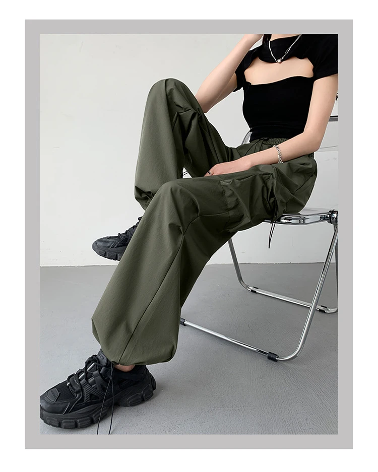 

Брюки-карго женские молодежные зимние нейлоновые Y2K изогнутые брюки в стиле гранж теплые антихолодные уютные против морщин термостойкие для улицы винтажные OL