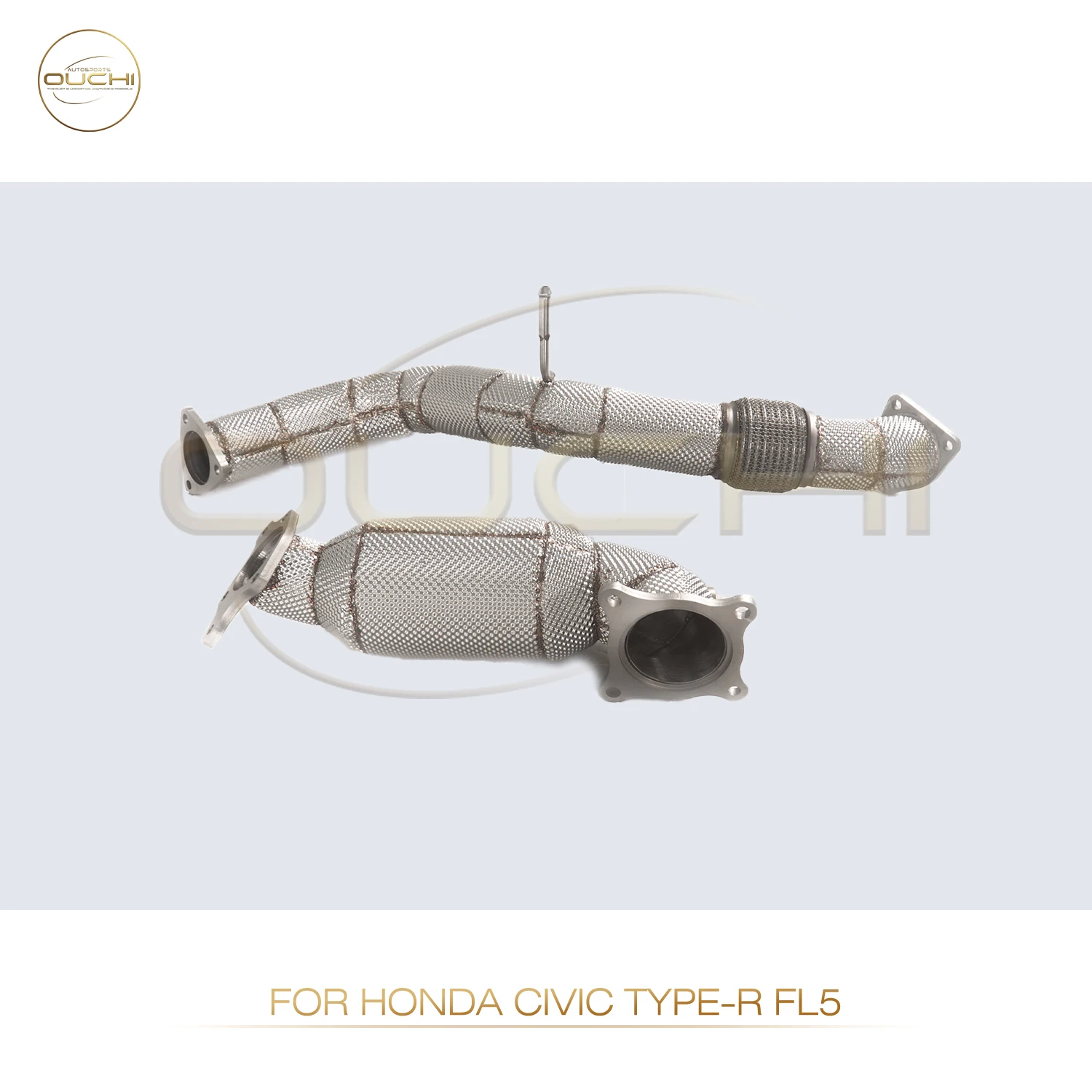 OUCHI Exhaust System High Flow Performance Downpipe for Honda Civic Type R FL5 2.0T With Heat Shield Secondry Pipe