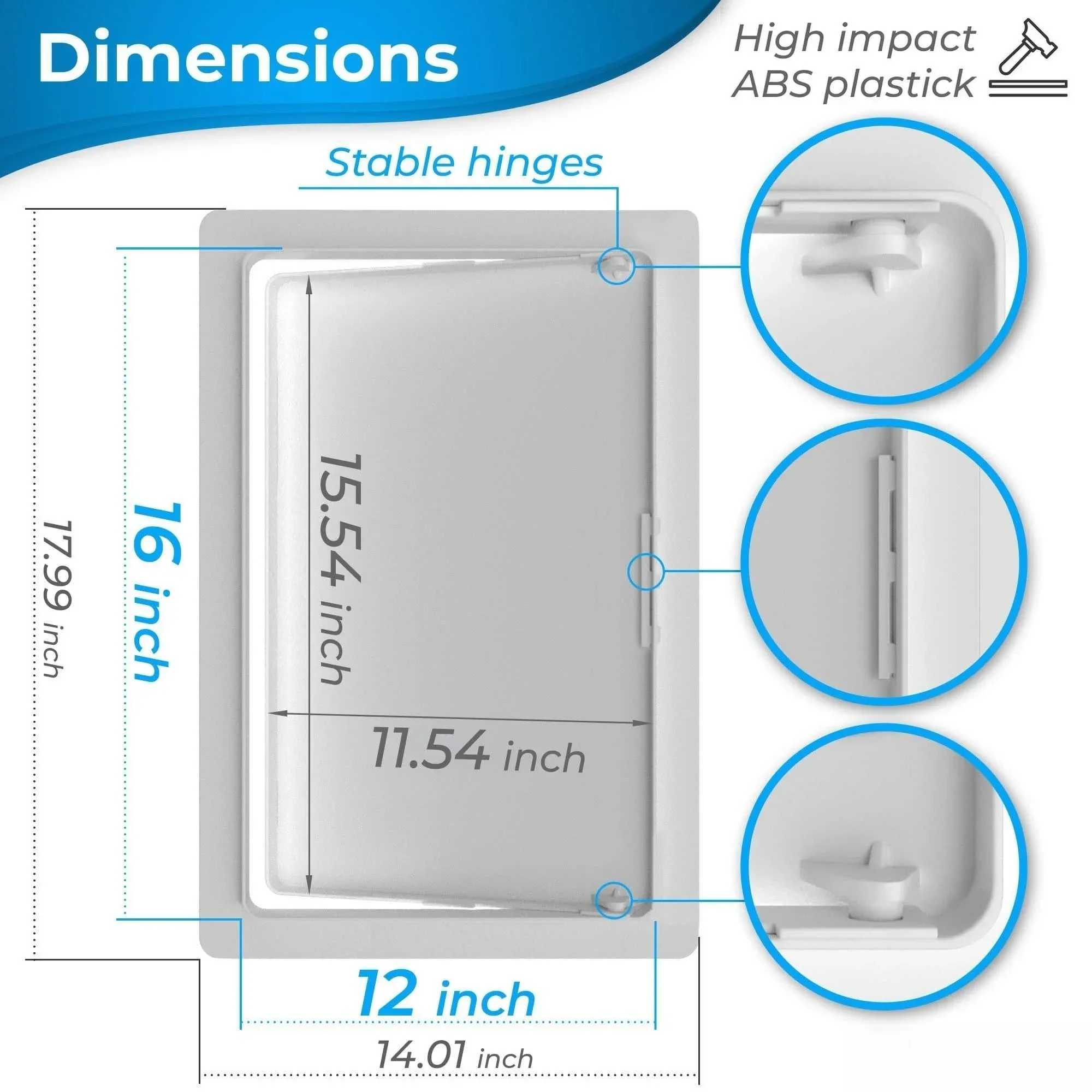 

Access Panel for Drywall 12 x 16 inch Wall Hole Cover Access Door Heavy Durable Plastic White