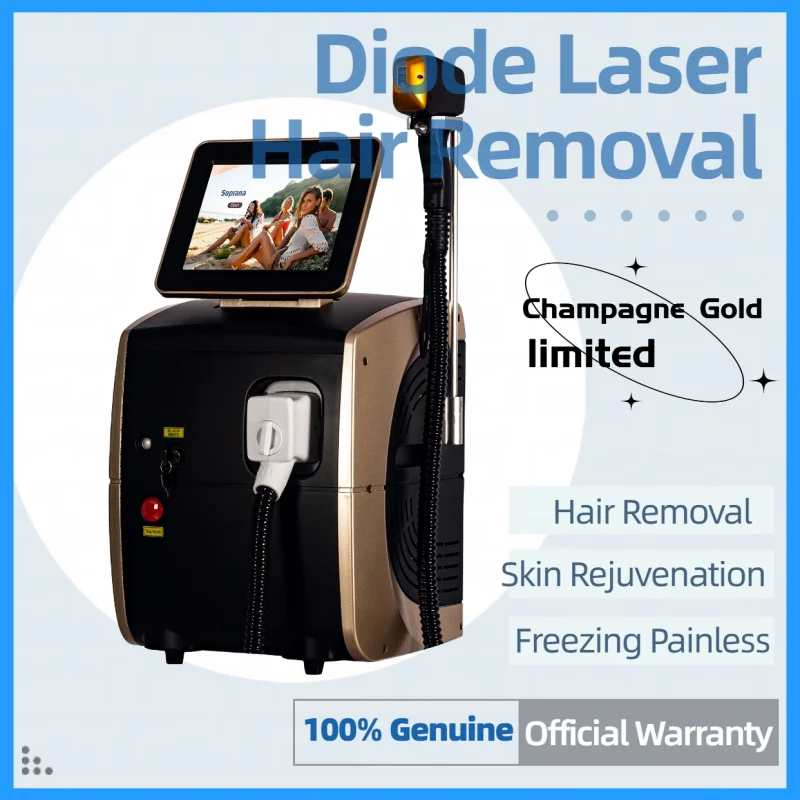 

Diode Laser Hair Removal Machine 755 808 1064nm 3wavelengths Professional Painless Permanent Hair Removal Device For Salon