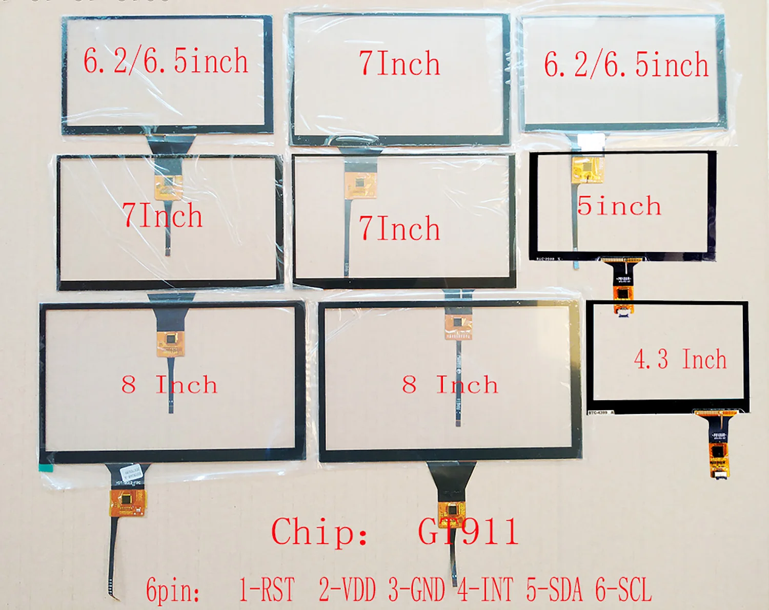 4.3/5/6. Năm 2/6.5/7/8/9/10. Năm 1/10.2 Inch Phát Thanh Xe Hơi Màn Hình Cảm Ứng Cảm Biến Bộ Số Hóa 6Pin Có Thể GT911 USB Điều Khiển Ban