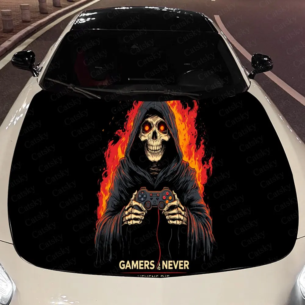 

Game Grim Reaper Flame Car Hood Wrap Color Vinyl Sticker Truck Graphic Bonnet Auto Accessories Decoration Protect Decal Gift