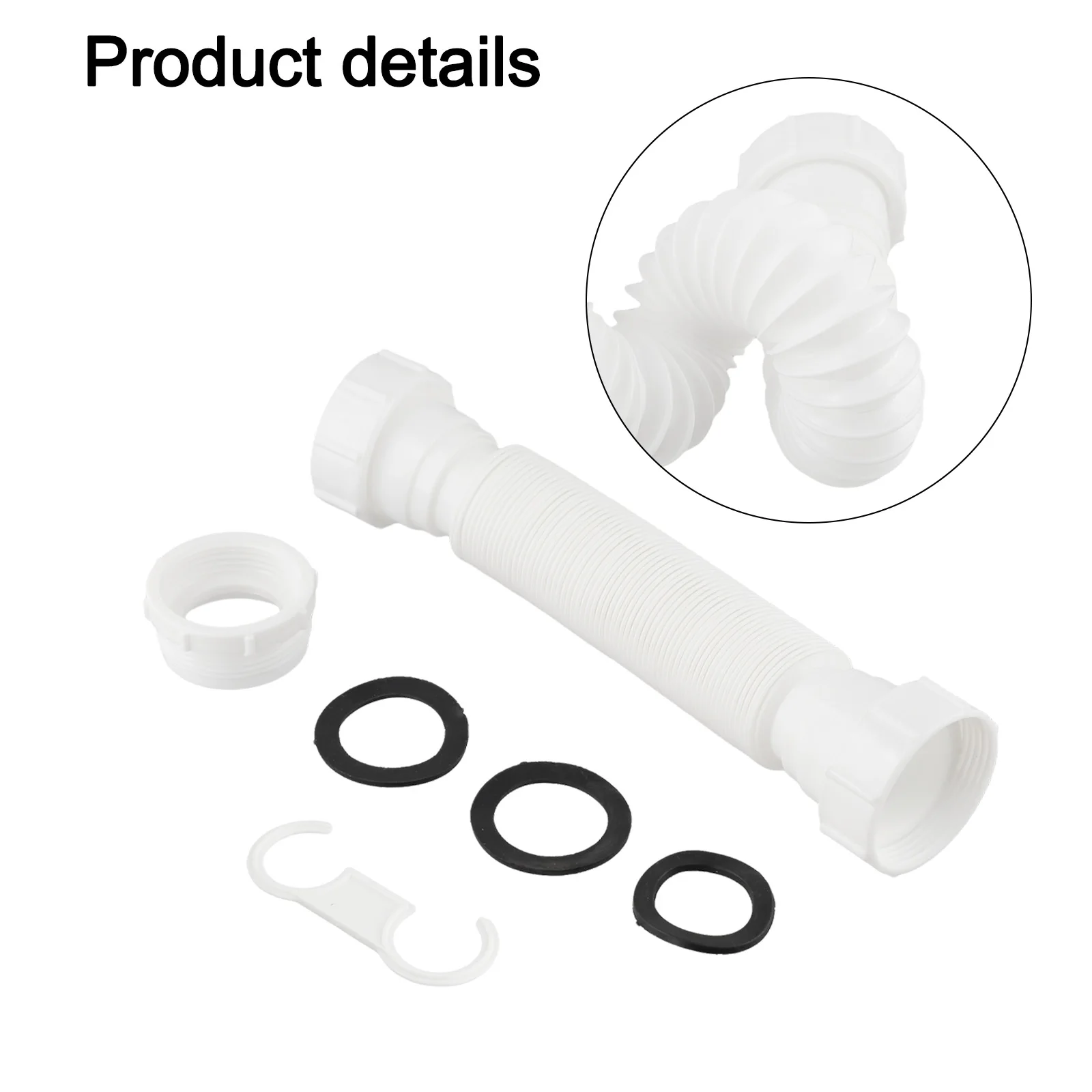 Flexible Drainage P-trap Adapter Complete Installation Kit Corrugated Hose Erosion Resistance Under-sink Installation