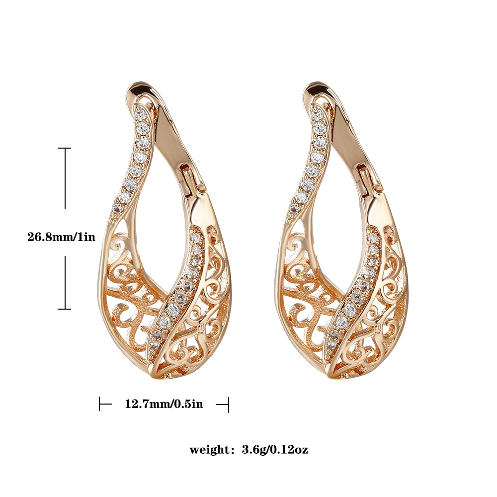 Hollow flower -shaped earrings Fashion Jewelry Copper Plated 585 Rose Gold Ms. Gold Party Banquet Festive Gift Gift