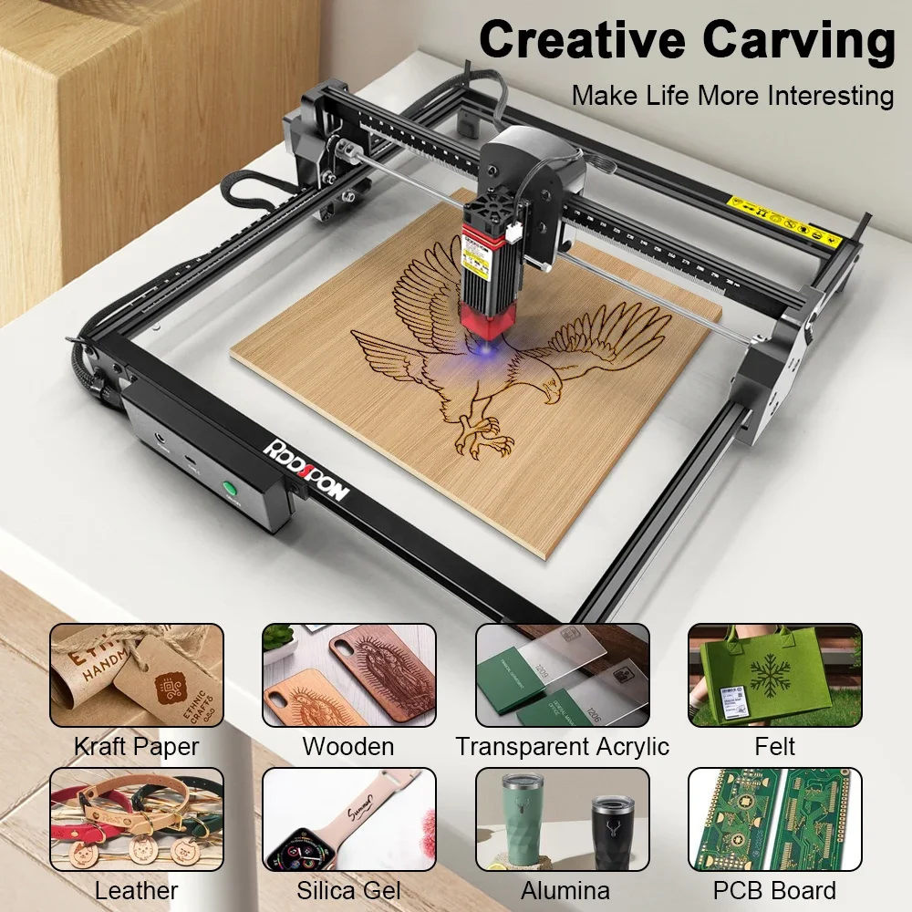 Grabador láser portátil, enrutador de madera de potencia óptica de 7W / 2,5 W, fresadora CNC de grabado, impresora cortadora DIY para carpintería