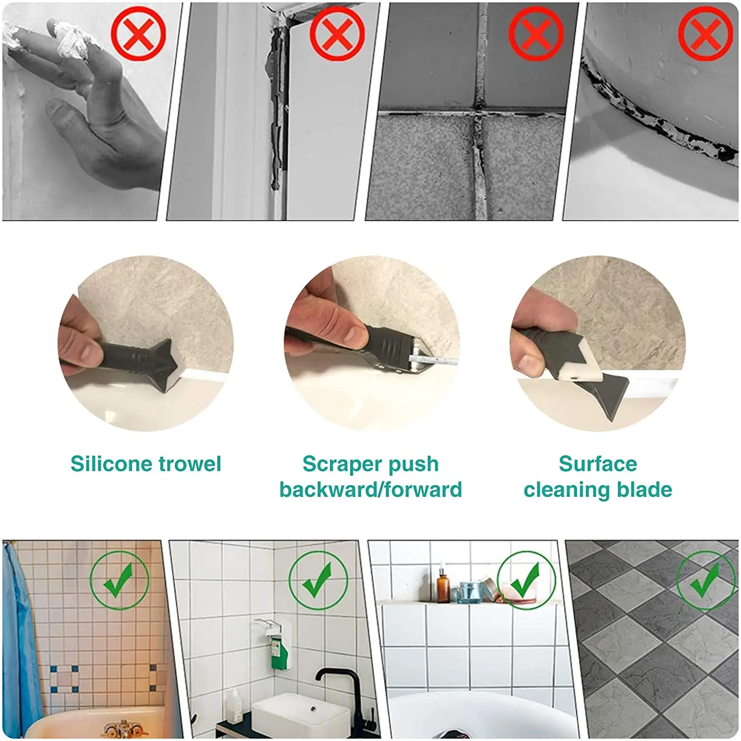 5 in1 Silicone Remover Sealant Smooth Scraper Caulk Finisher Grout Kit Tools Floor Mould Removal Hand Tools Set Accessories