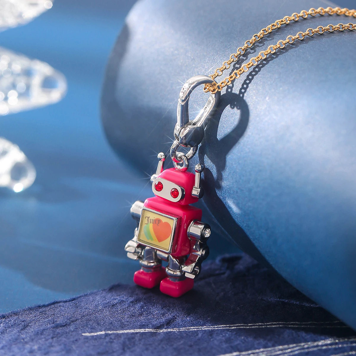 1Pc Printed Letter Love Movable Small Robot Pendant,Girls Clothing Accessories Necklace,Christmas Decoration Party Jewelry Props