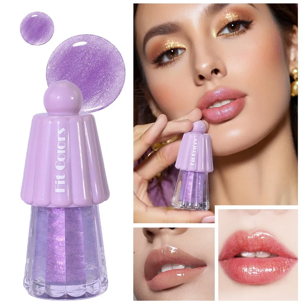 Lucidalabbra idratante a 6 colori e balsamo per labbra Gelatina al gusto di frutta Cura delle labbra con effetto rimpolpante Finitura luccicante nutriente a lunga durata