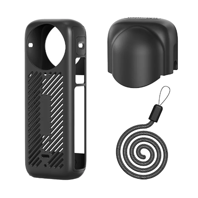 طقم حماية من السيليكون AA84 لجسم Insta360 X4 غطاء من السيليكون X4 طقم عدسات ملحقات حماية للكاميرا الرياضية