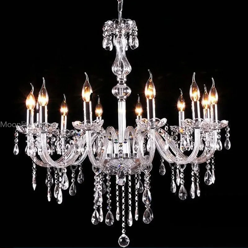 Modern Crystal Chandelier Luxury Transparent Crystals LED Lights 4/6/8/10/12/15/18 Arms Living Room Bedroom  Home Pendant Lights