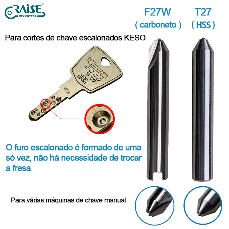 Fresa silca f27 t27 para keso chave pisada em máquina de chave manual, ferramentas de serralheiro, substituição