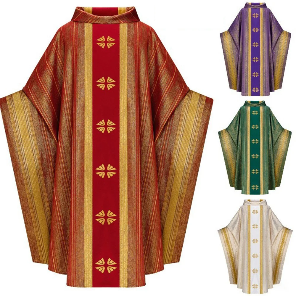 Manto Longo Solto Masculino, Pulôver, Robe de Oração, Vestes Impressas, Casula e Roubou, Fato do Sacerdote Cristão