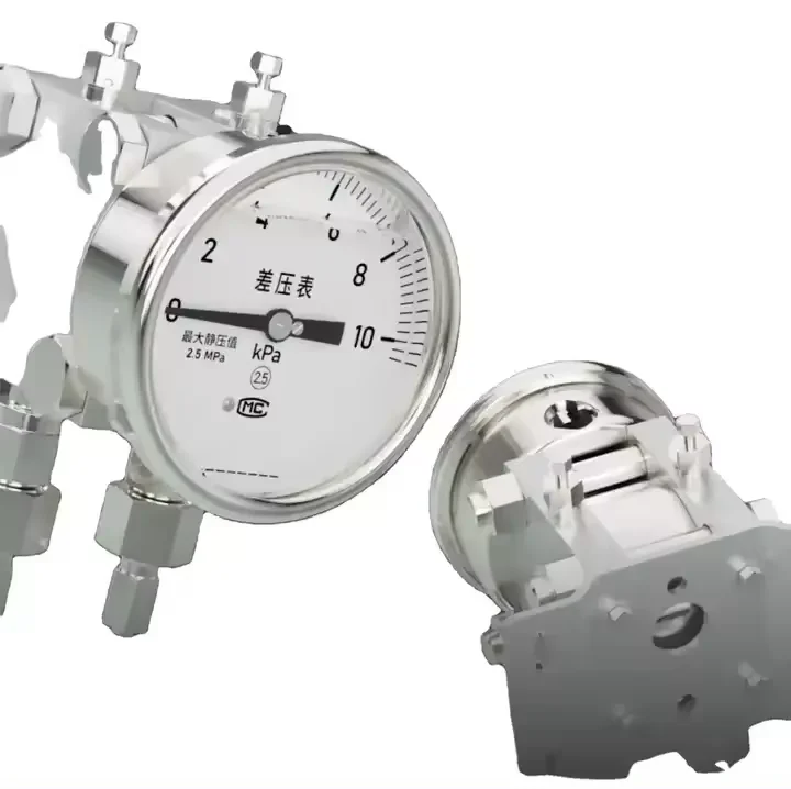 

double-needle vacuum radial shock-resistant diaphragm pressure gauge Stainless steel differential pressure gauge