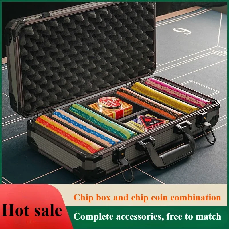 Poker Chip Coin Set Aluminum Box Box Mahjong Token Betting Points Pieces Home Clay Chess and Card Room Poker Chips Token Coin