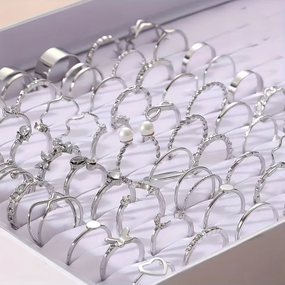 22Pcs/Lot Random Stackable Ring Set Women Elegant Durable Fashion High-End Geometric Spiral Hollow Out As A Gift For Her Jewelry view 3