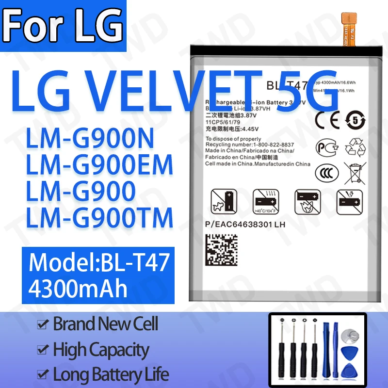 BL-T47 Large capacity 4300mAh Battery For LG VELVET 5G Batteries New High Quanlity+Free Tools