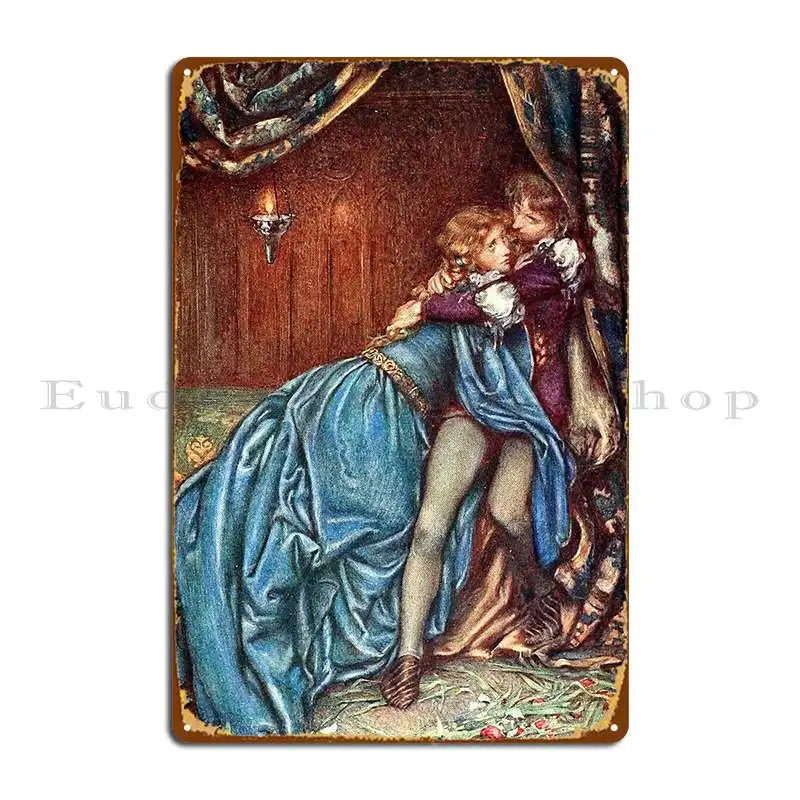 Guinevere And Lancelot Eleanor Fortescue Brickdale Metal Signs Vintage Painting Iron Garage Wall Mural Tin Sign Poster