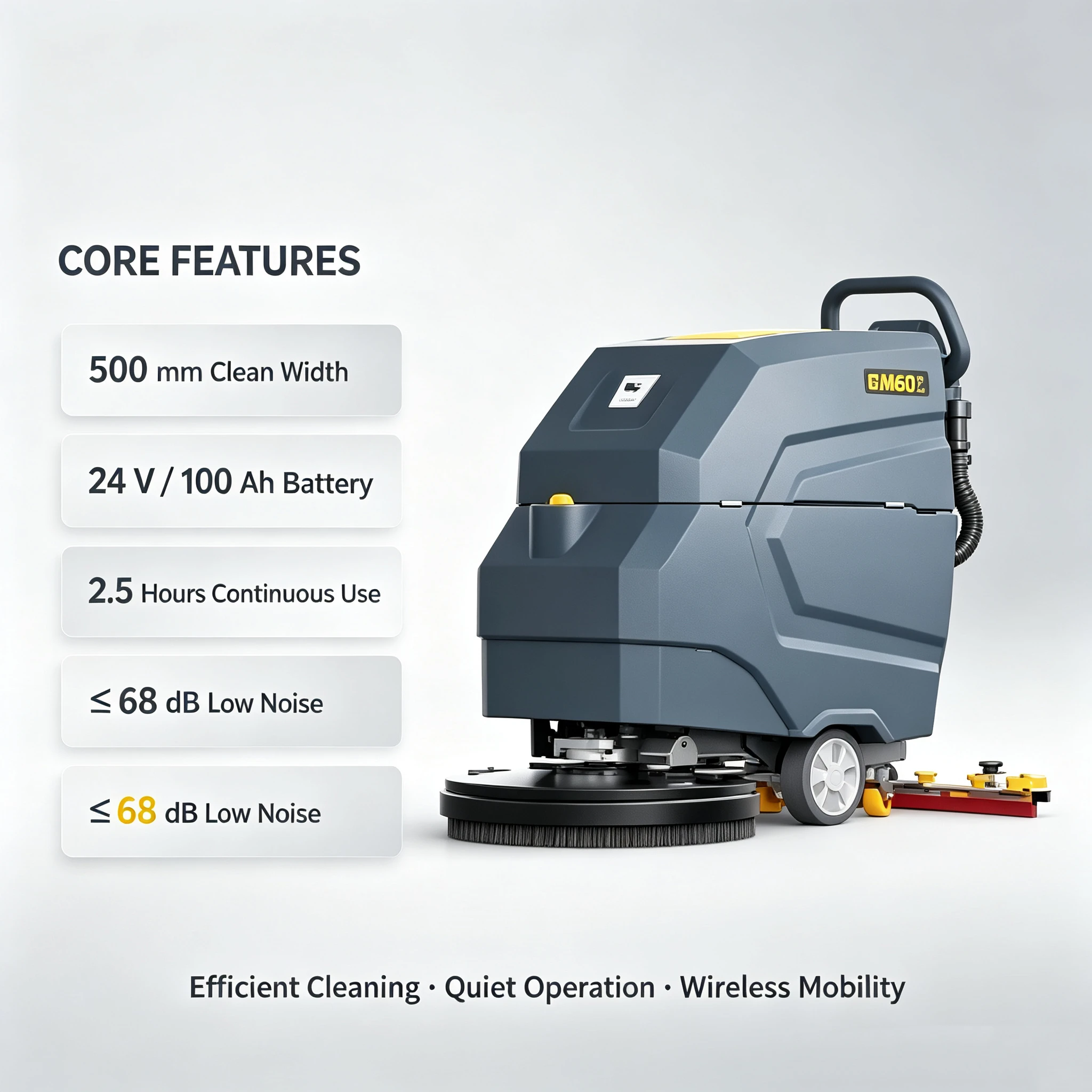 New Hand-Push Walk-Behind Floor Scrubber 500mm Cleaning Width Commercial Floor Washing Machine for Warehouse