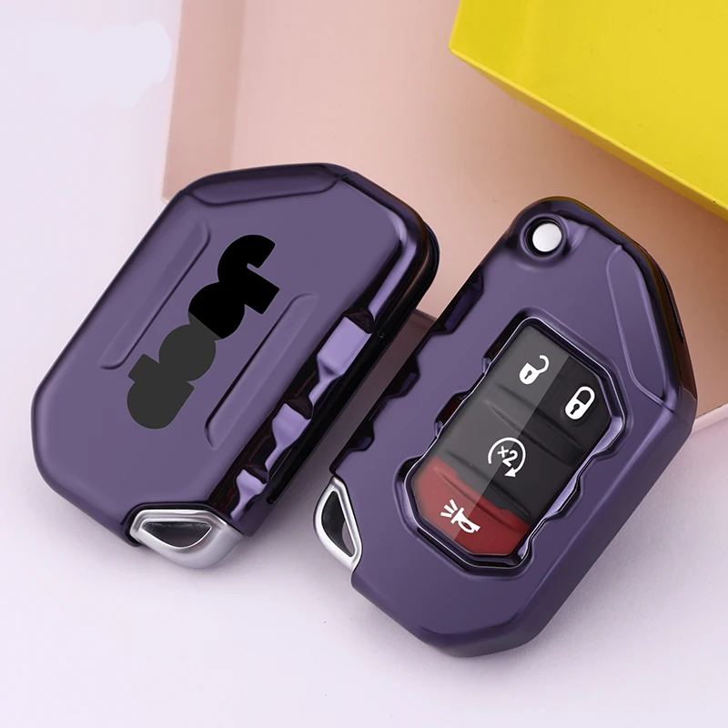 for Jeep Wrangler 2020-2023 High quality TPU Fashion style Car Key Bag Case Wallet Holder Key Cover Key Chains