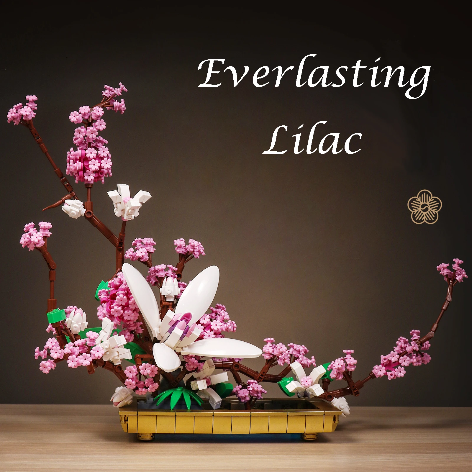 Blocos de Montar Criativos de Lilás Eterno: Modelo de Planta em Vaso Elegante para Montar, Brinquedo, Presente, Ornamento e Decoração