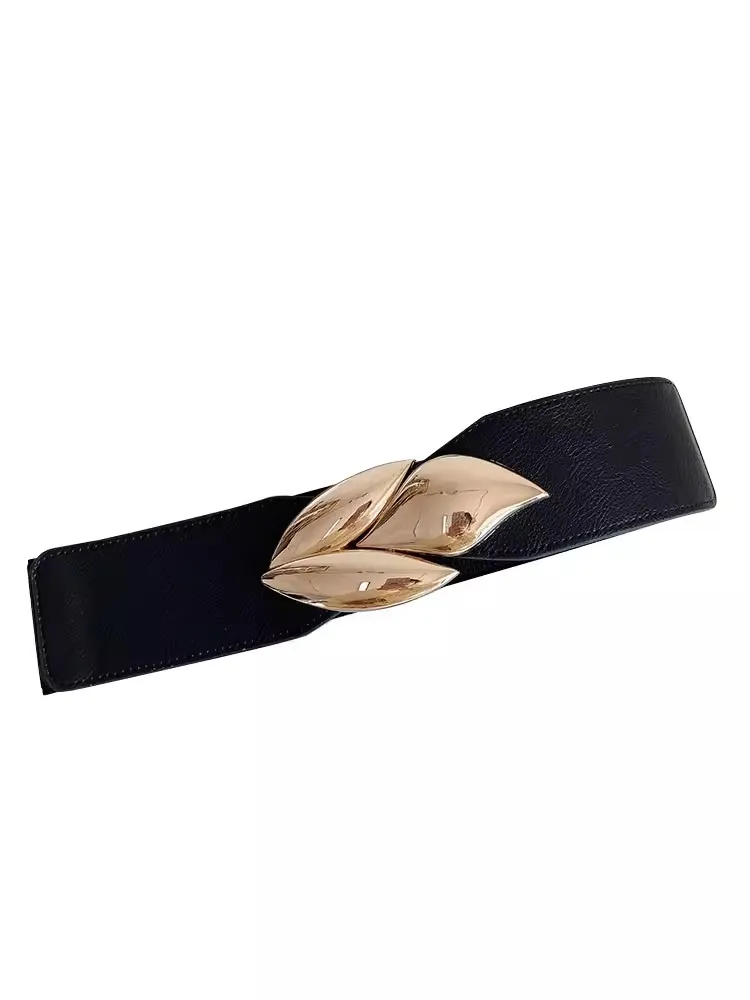 Ceinture corset élastique en cuir PU pour femme, ceinture large, manteau Cummerbund, robe correctrice, mode féminine, J461