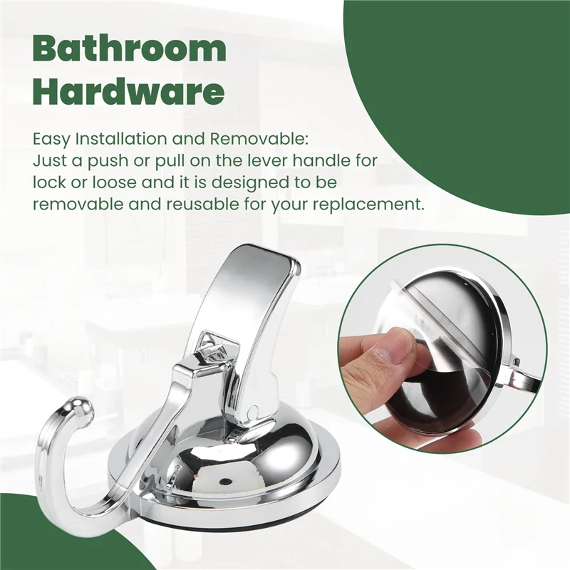 

【A08I】Heavy Duty Vacuum Suction Cup Hooks (2 Pack) For Kitchen Bathroom Restroom Organization
