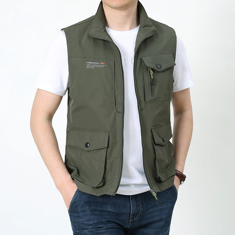 

Top Quality Men Summer Vest Outdoor Fashion Multi-pocket Quick-drying Waterproof Camping Fishing Photography Cargo Waistcoat Men