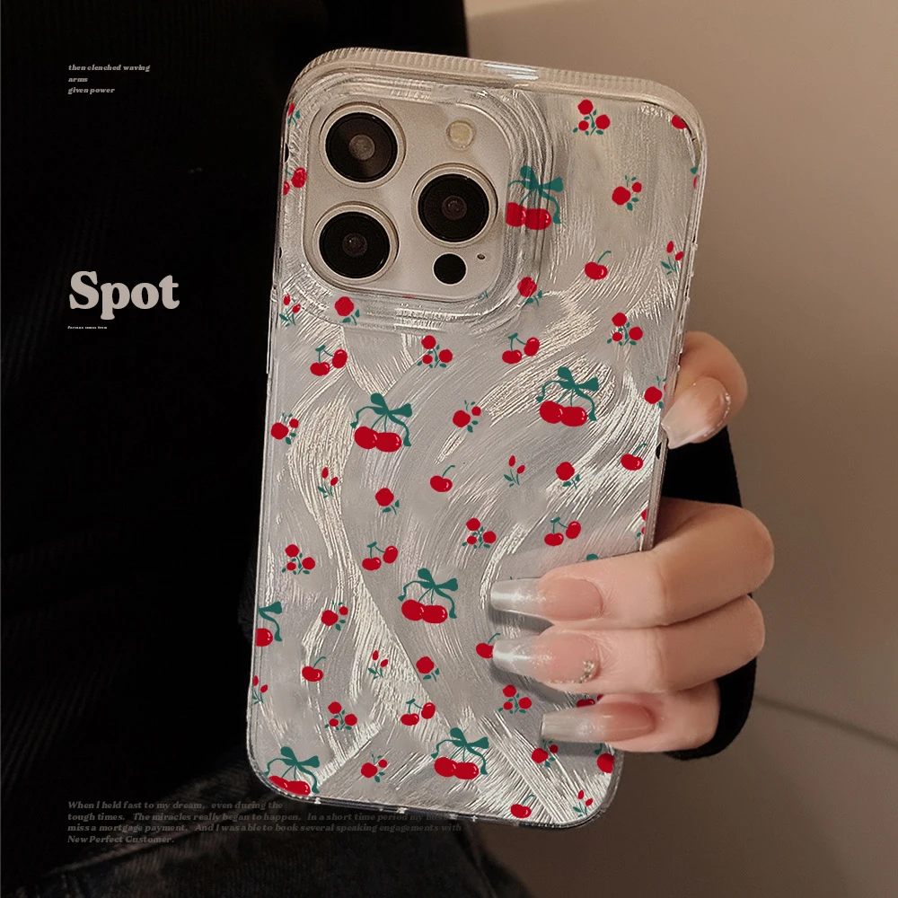 Coque de téléphone antichoc avec nœud papillon et motif cerise pour Xiaomi Redmi Note 14 Pro + 13 12 Pro 11 10 Pro 5G 4G 14C 13C, coque rigide en fil de plume