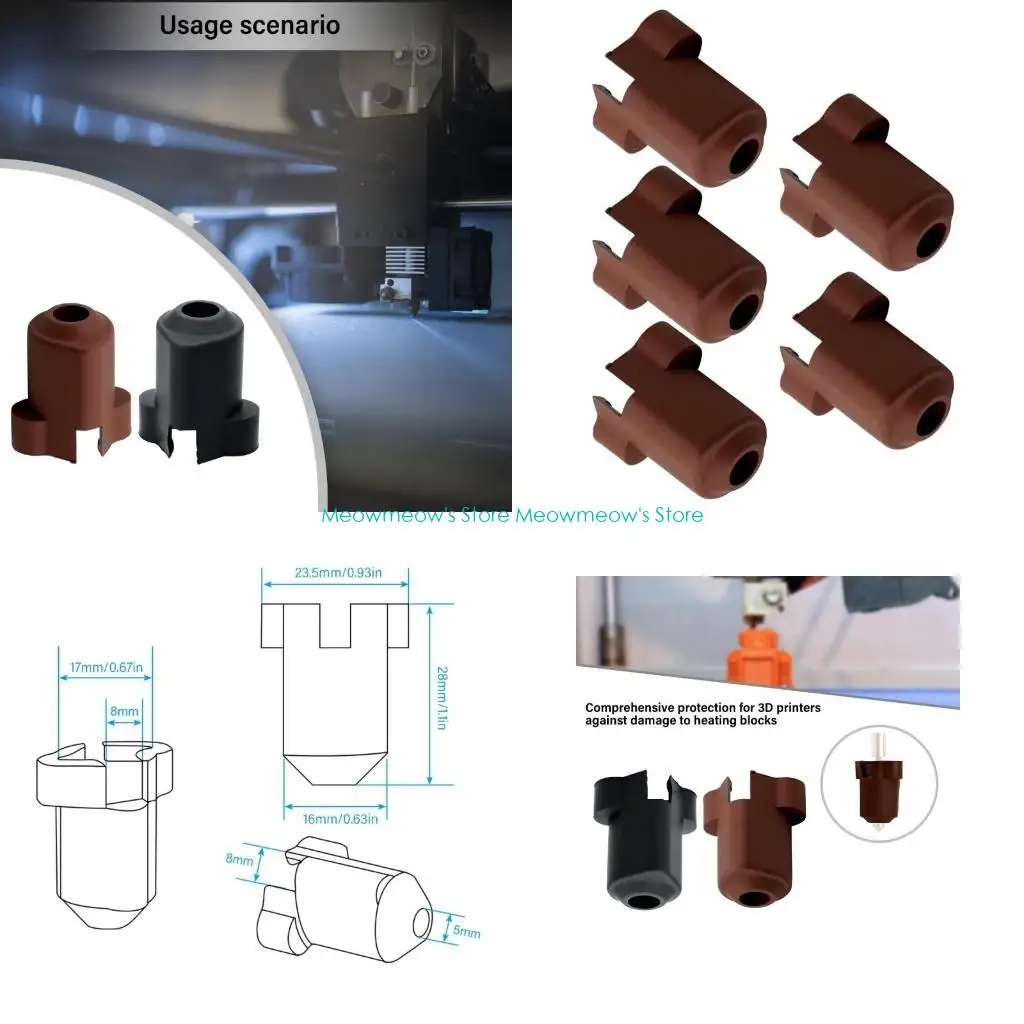 

W91A 5pcs Силиконовые носки теплоизоляция крышка корпуса высокая температура для нагревательного блока K1C горячие аксессуары